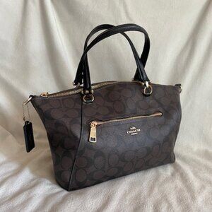 Coach Prairie Women's Satchel Bag Black/Brown Medium Convertible Crossbody